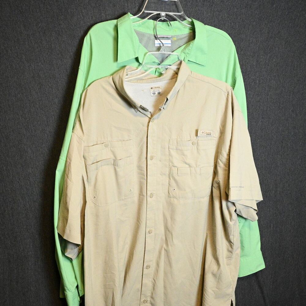 Lot of 2 Columbia Men's XXL Outdoors Fishing Shirts Button Up